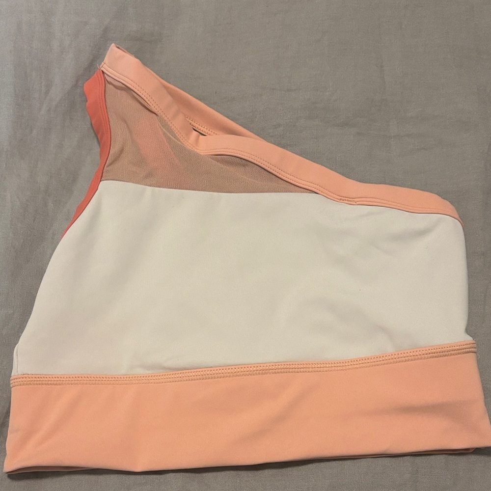Born Primitive Peach and White One-Shoulder Sports Bra
